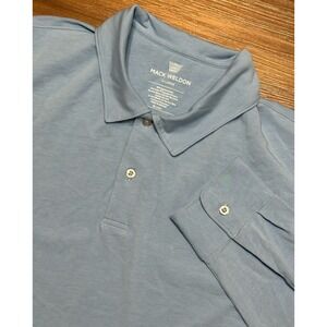 Mack Weldon Men Light Blue Long Sleeve Supima Cotton Daily Wear Polo Shirt Sz XL